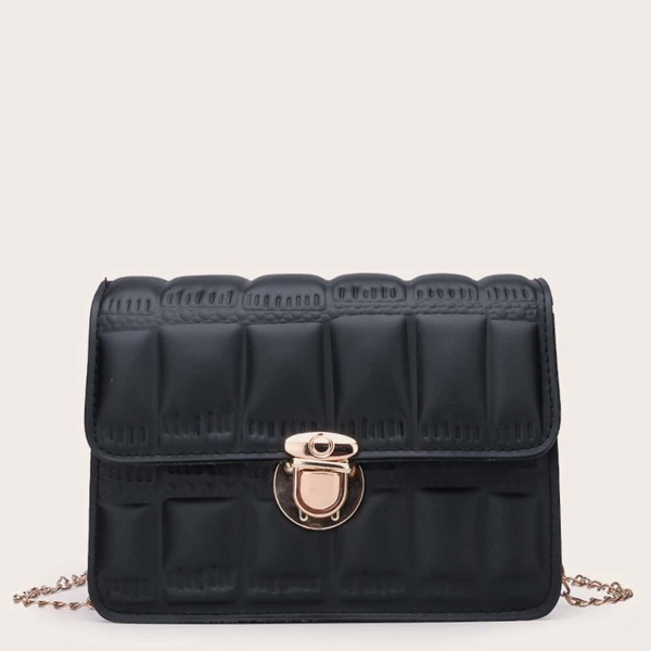 

Push Lock Chain Crossbody Bag, Black