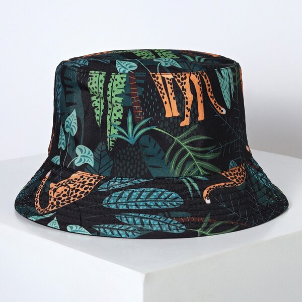 

Leaf Print Bucket Hat, Multicolor