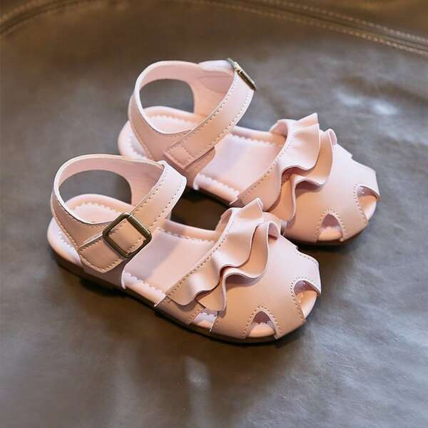 

Toddler Girls Ruffle Decor Sandals, Pink