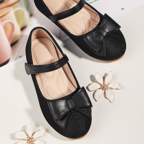 

Toddler Girls Bow Decor Flats, Black