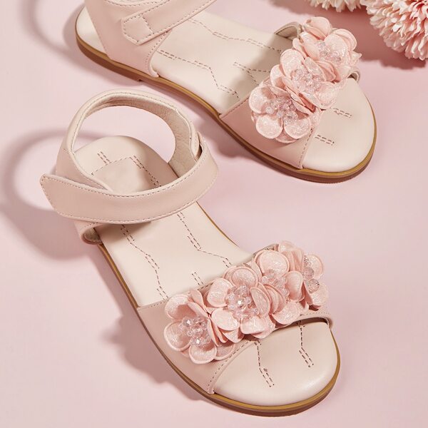

Toddler Girls Floral Decor Velcro Strap Sandals, Pink