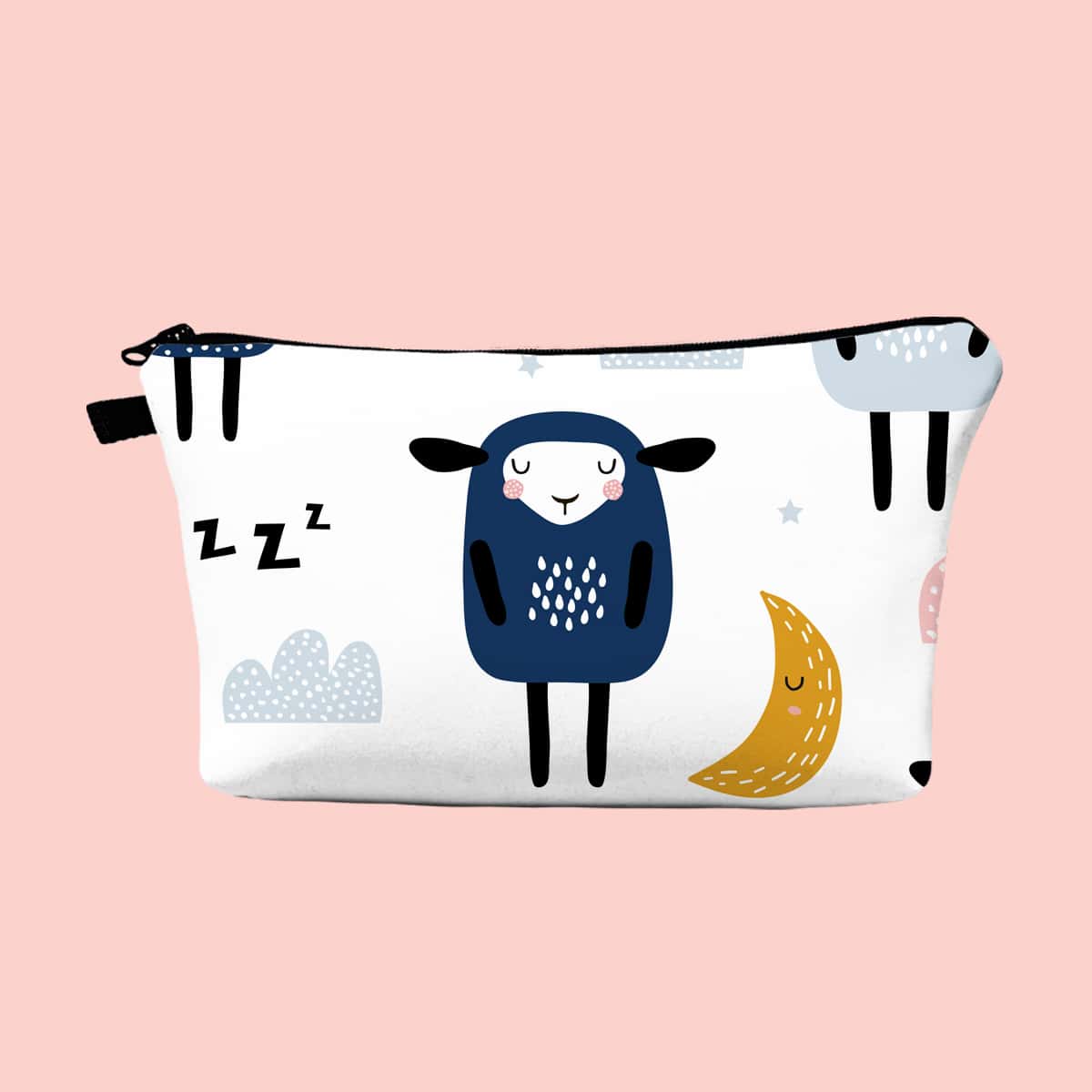 

Cartoon Sheep Zipper Makeup Bag, White