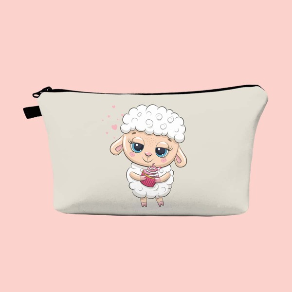 

Cartoon Sheep Zipper Makeup Bag, Grey