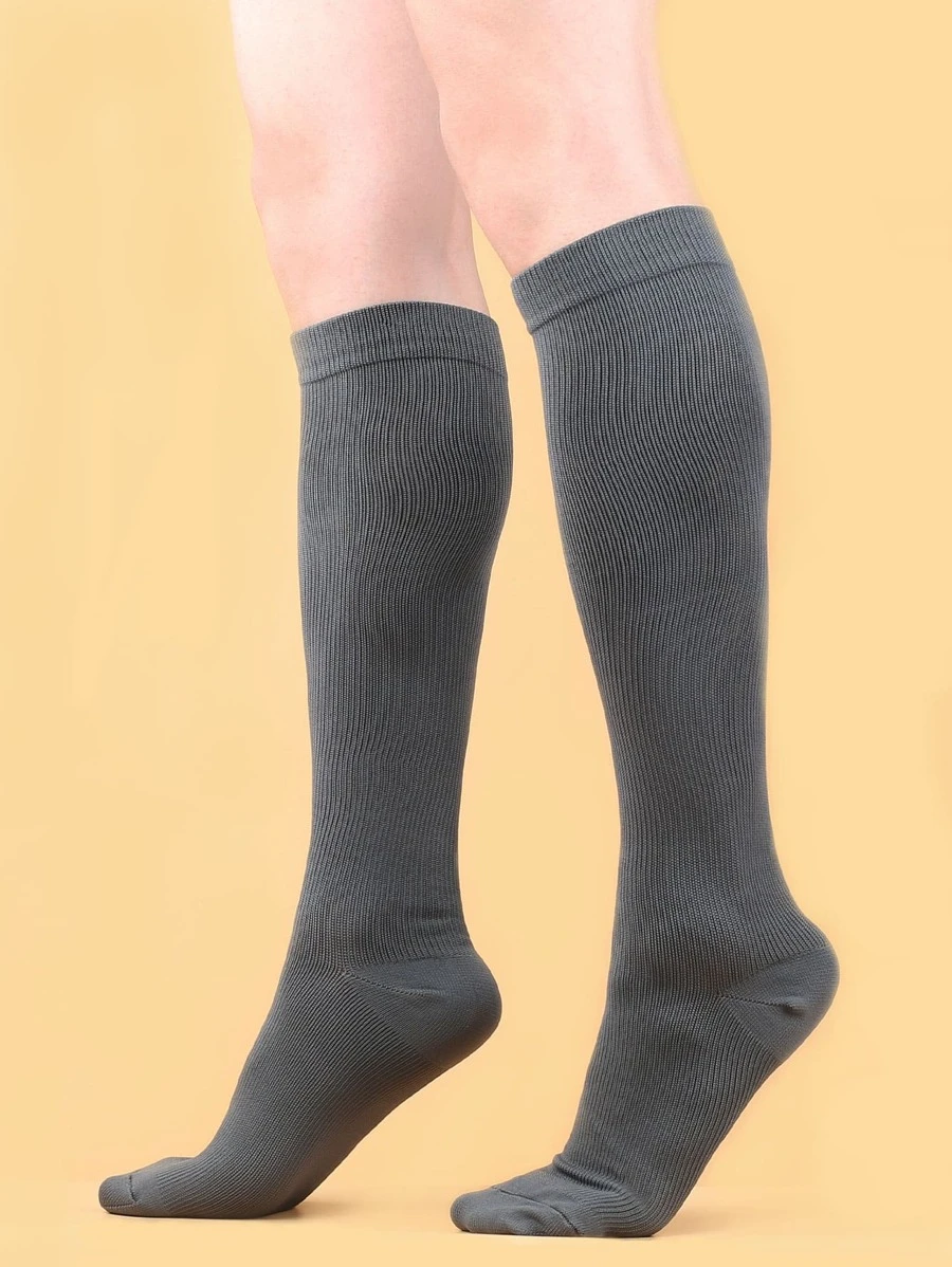 1pair Solid Color Compression Socks For Outdoor Sports | SHEIN USA