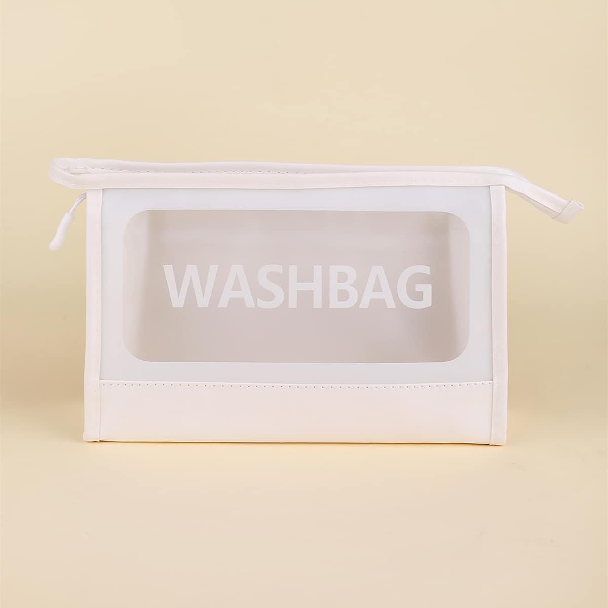 

Letter Graphic Zipper Makeup Bag, White