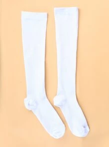 雙戶外運動純色壓力襪 - 白色 - 查看 3