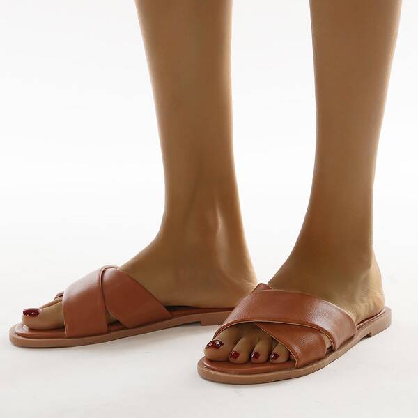 

Minimalist Slide Sandals, Brown