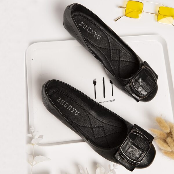 

Metal Decor Ballet Flats, Black
