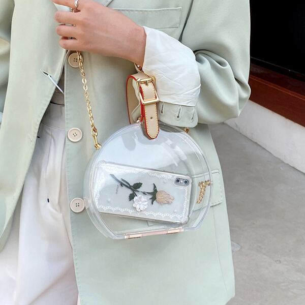 

Clear Structured Chain Box Bag