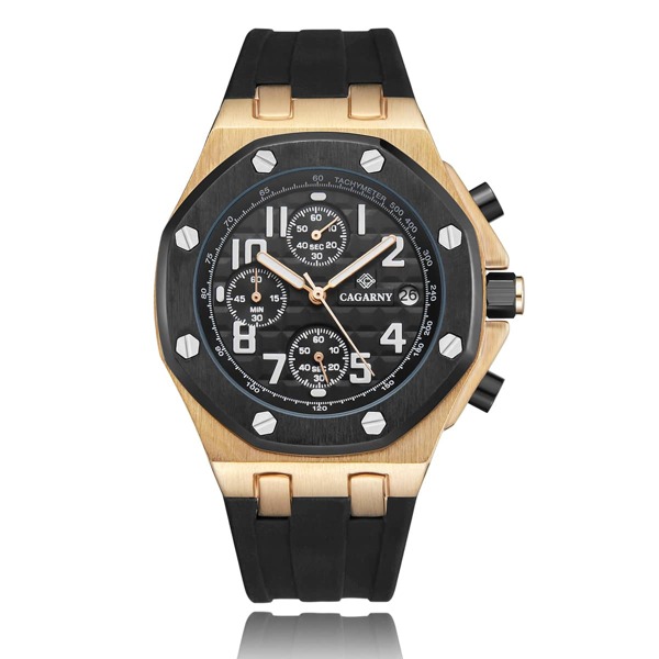 

Men Triple Dial Rubber Strap Date Quartz Watch