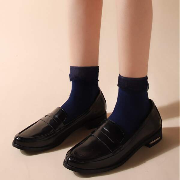 

Mesh Trim Socks, Navy blue