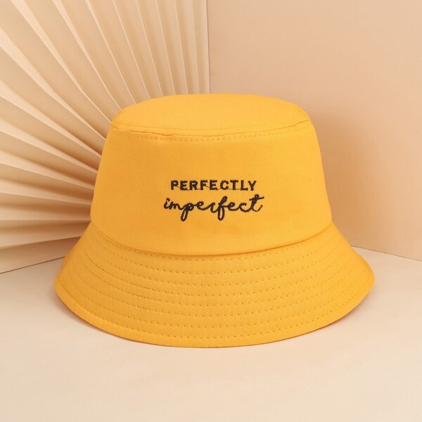

Letter Embroidered Bucket Hat, Mustard yellow