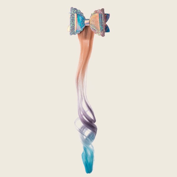 

Bowknot Hair Clip With Ombre Hairpiece, Multicolor