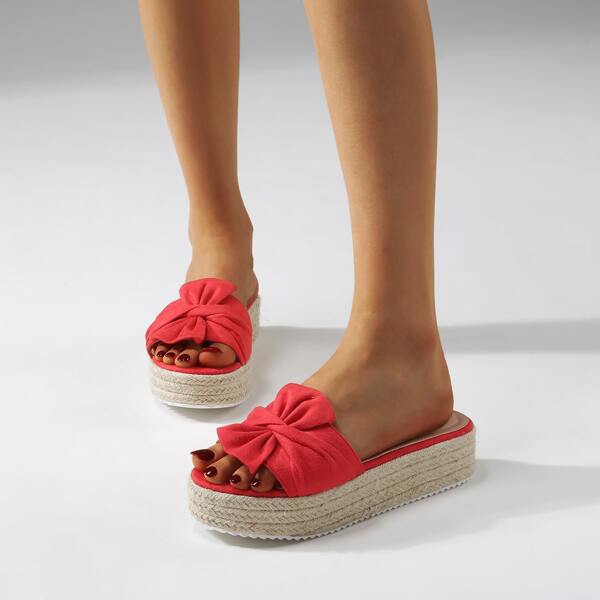

Knot Decor Flatform Mules, Red