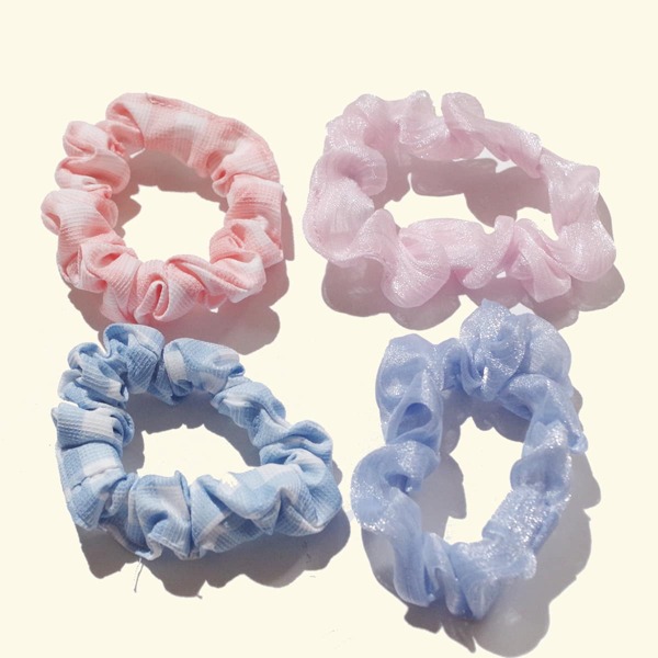 

4pcs Toddler Girls Pleated Scrunchie, Multicolor