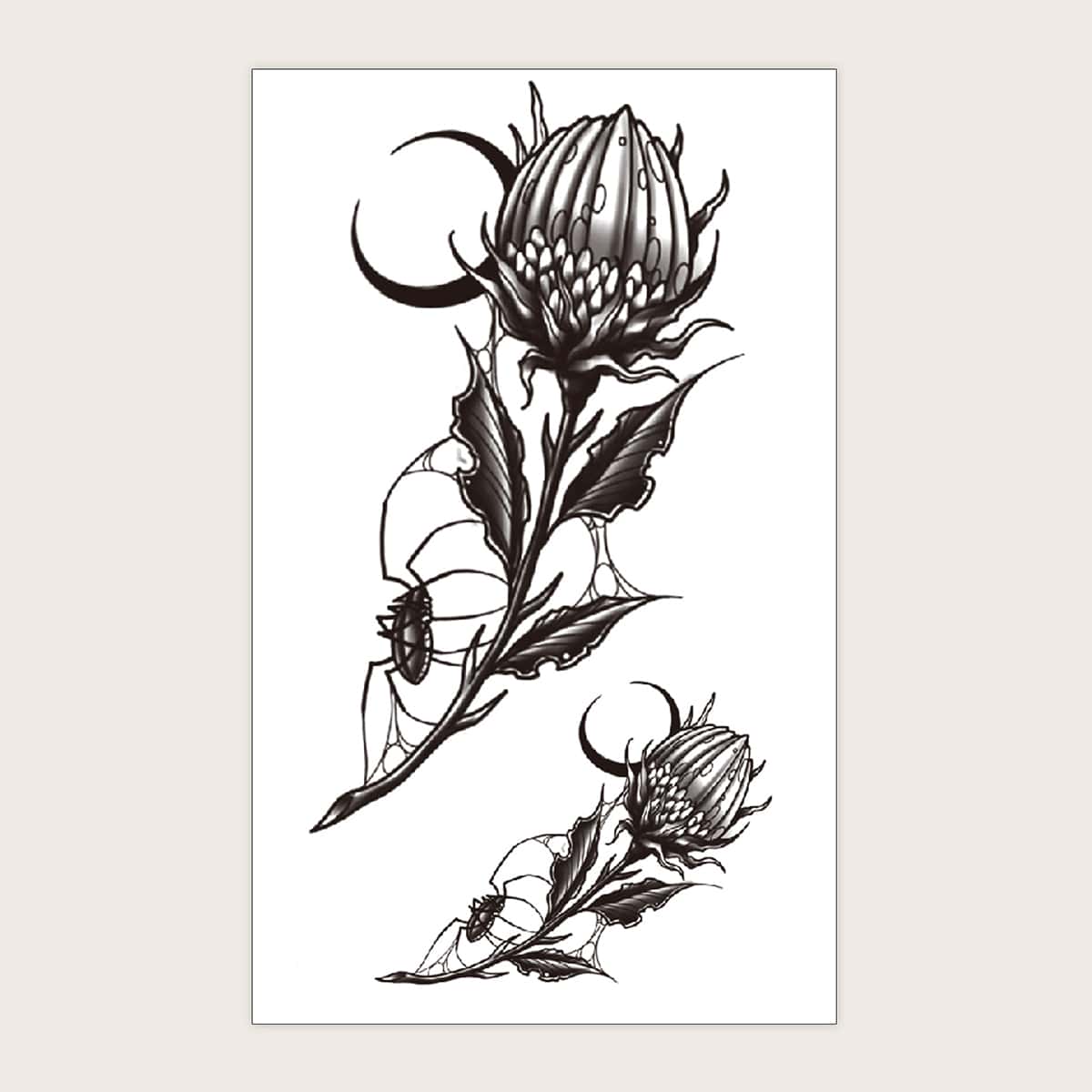 

1sheet Flower Pattern Tattoo Sticker, Black