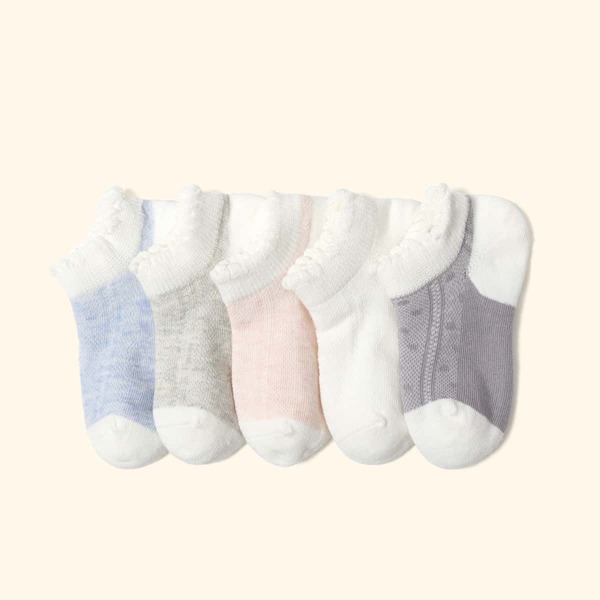 

5pairs Toddler Girls Color Block Socks, Multicolor