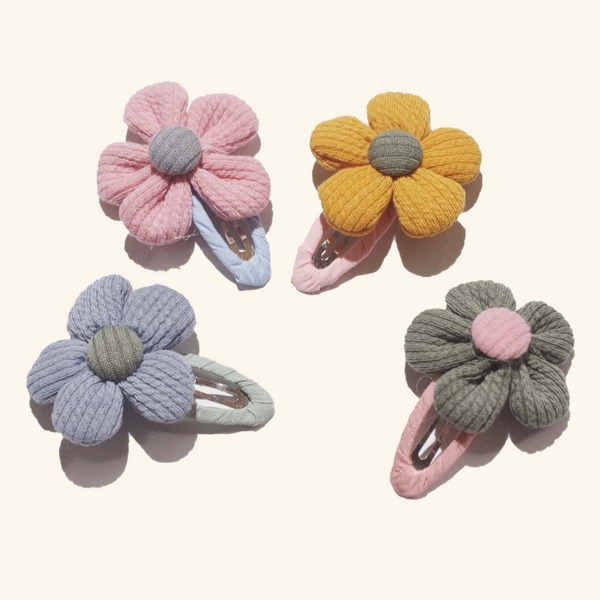 

4pcs Toddler Girls Flower Decor Hair Clip, Multicolor