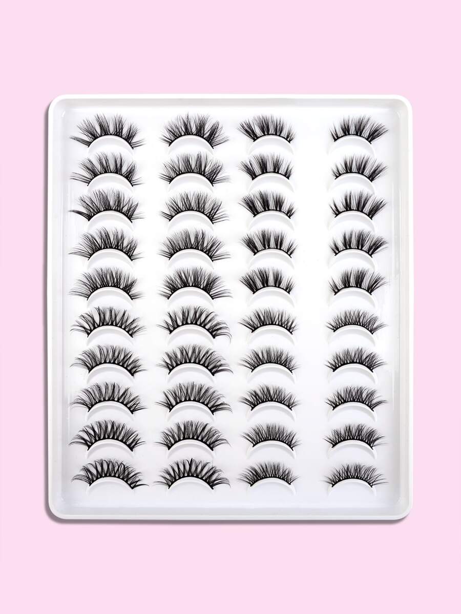Homaylash 20pairs Full false lashes Tail Elongated Cross Fake Eyelashes - Black - View 1