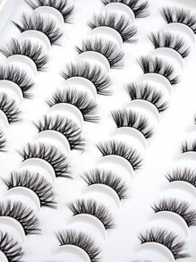 Homaylash 20pairs Full false lashes Tail Elongated Cross Fake Eyelashes - Black - View 4