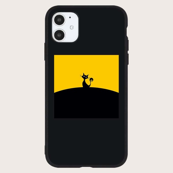 

Cat Pattern Phone Case, Black