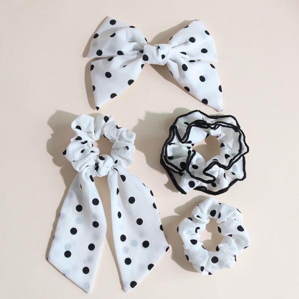 

4pcs Toddler Girls Polka Dot Hair Accessory, White