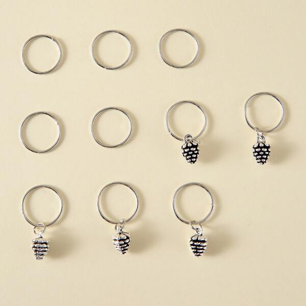 

10pcs Metal Hair Ring, Silver