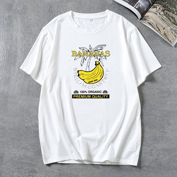 

Men Banana And Tropical Print Tee, White