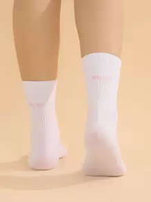 Letter Graphic Crew Socks