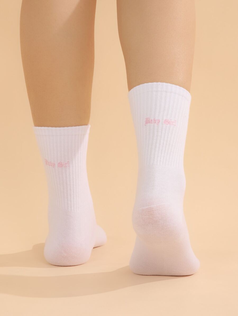 Letter Graphic Crew Socks