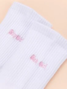 Letter Graphic Crew Socks
