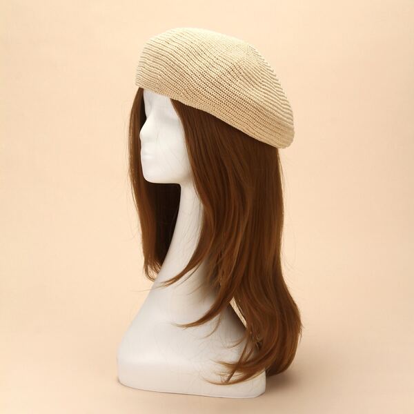 

1pc Solid Beret, Beige