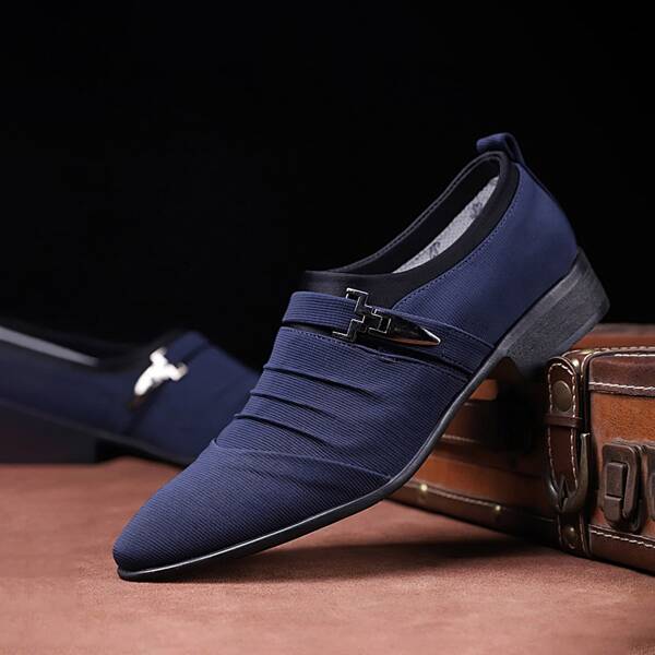 

Men Ruched Dress Shoes, Blue