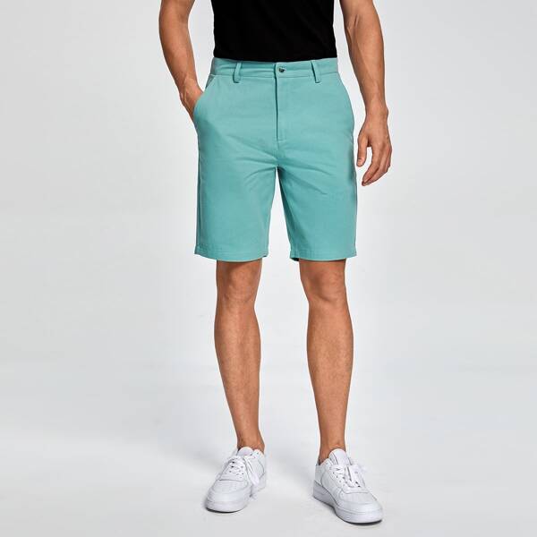 

Men Solid Slant Pocket Bermuda Shorts, Cadet blue