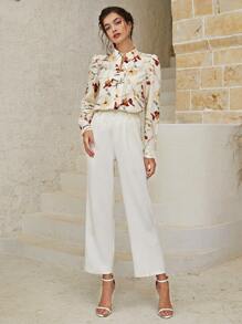 Mulvari Floral Print Notch Neck Blouse - Multicolor - View 3