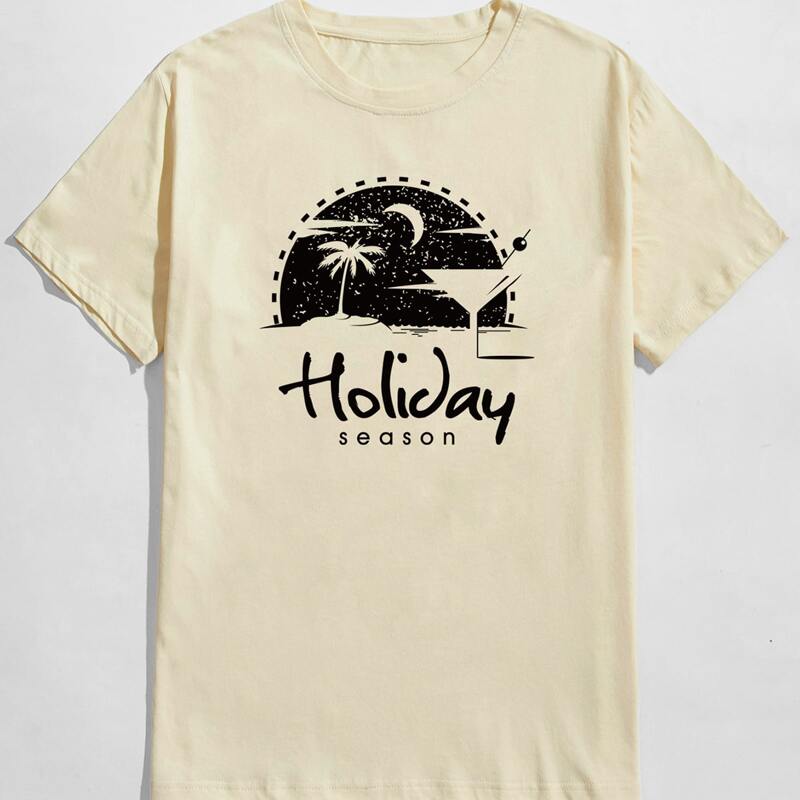 

Guys Letter Tropical Graphic Tee, Beige