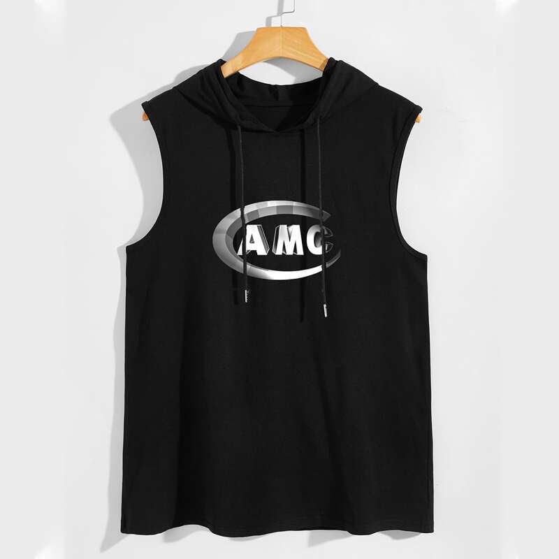

Guys Letter Hooded Vest, Black