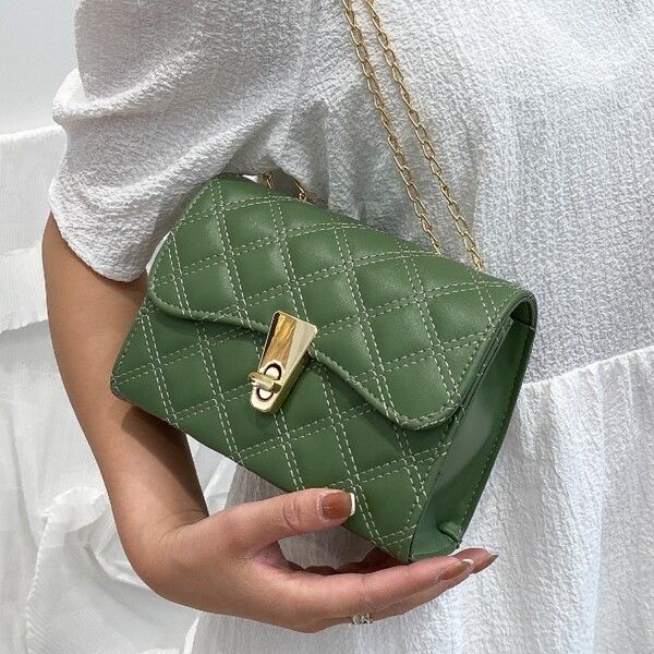 

Quilted Chain Shoulder Bag, Green