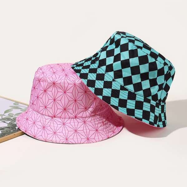 

Geometric Print Bucket Hat, Multicolor