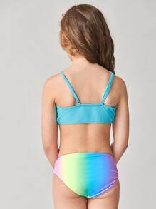 Tween Girl Ombre Flounce Bikini Set Summer Beach - Multicolor - View 2