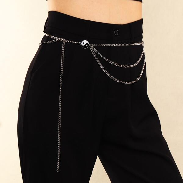 

Yin & Yang Decor Chain Belt, Silver