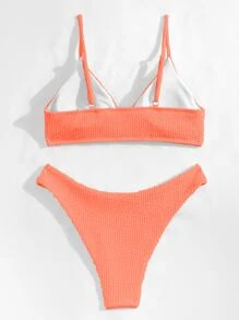 Swim Basics Strukturiertes Tankini Set, Cami BH und hoch geschnittener 2 teiliger Badeanzug