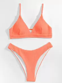 Swim Basics Strukturiertes Tankini Set, Cami BH und hoch geschnittener 2 teiliger Badeanzug
