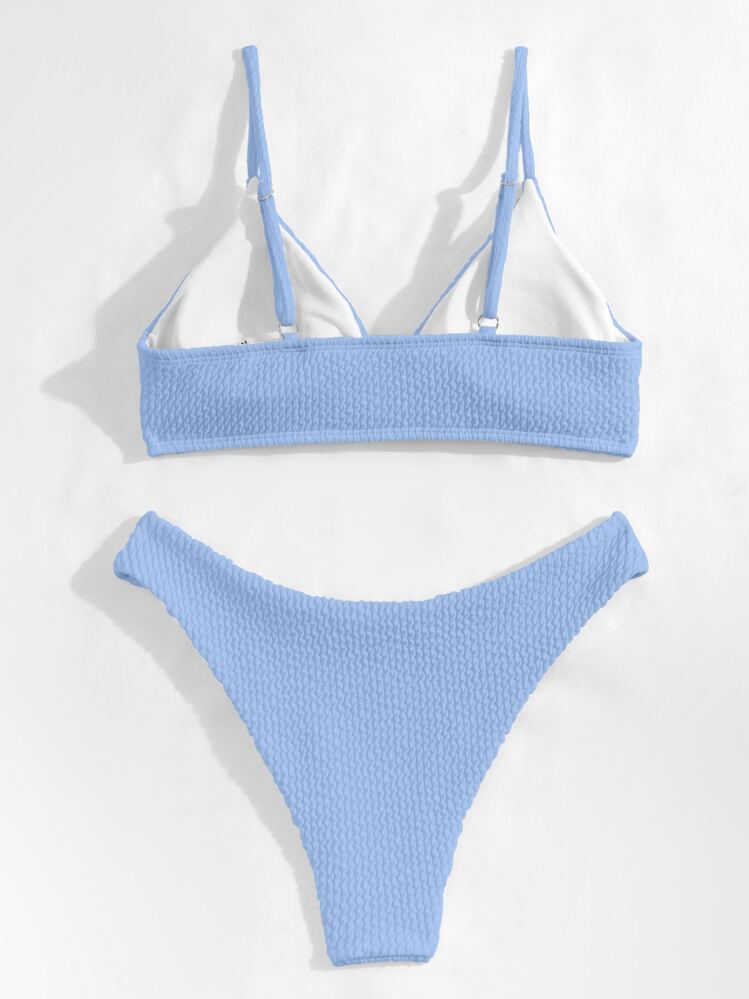 Swim Basics Bikini liso y texturizado perfecto para la playa en verano - Celeste - Añade 2