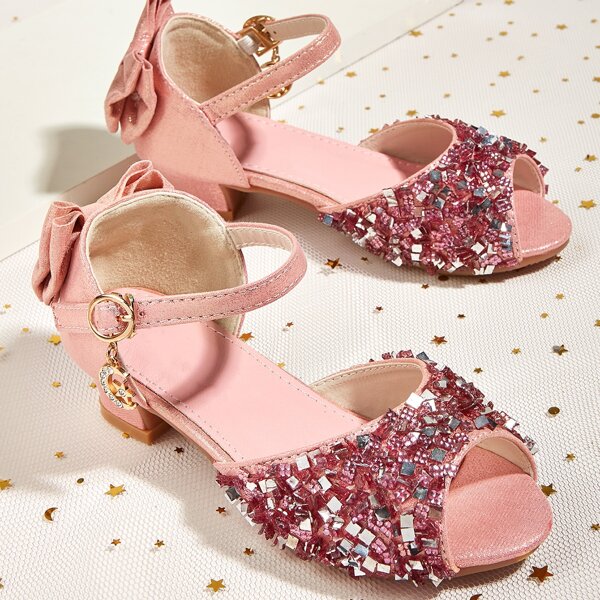 

Girls Glitter Ankle Strap Sandals, Pink