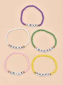 5 chiếc vòng tay trang trí hạt thư - Nhiều màu - Xem 3