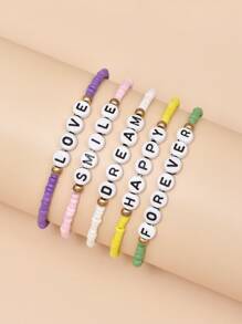 5 chiếc vòng tay trang trí hạt thư - Nhiều màu - Xem 4