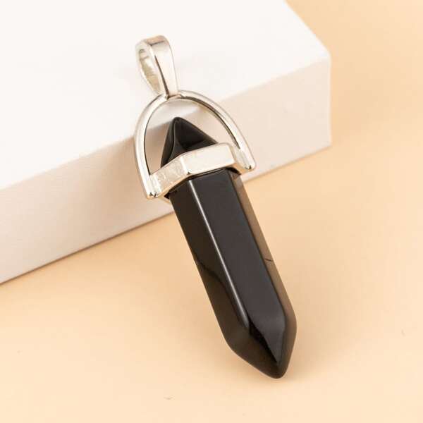 

Natural Hexagonal Stone Pendant, Black
