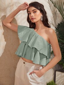 Áo nữ Viên lá sen màu trơn Dễ thương - Màu xanh Bạc hà - Xem 4