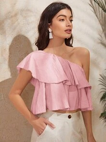 Áo nữ Viên lá sen màu trơn Dễ thương - Màu Hồng baby - Xem 4